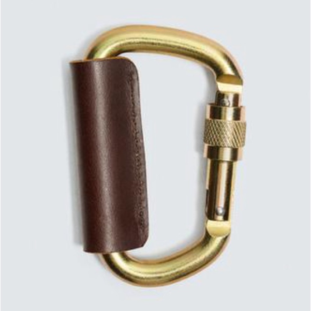 NWT. Aaron Levine x Zara Special Collection Golden Carabiner with Leather Trim.